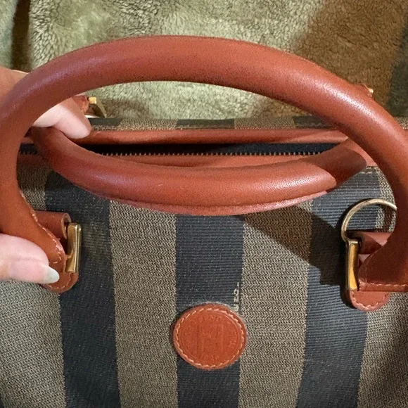 Fendi Brown and Black Striped small Duffel tote - Picture 5 of 11